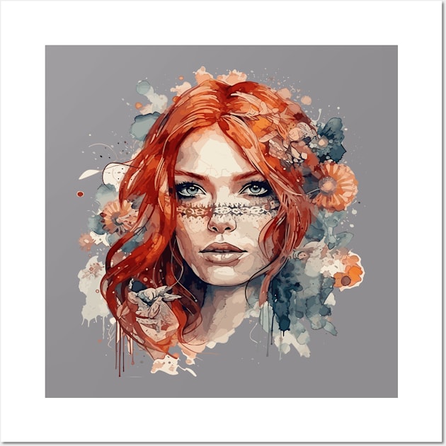 Red Hair Girl Wall Art by vospot